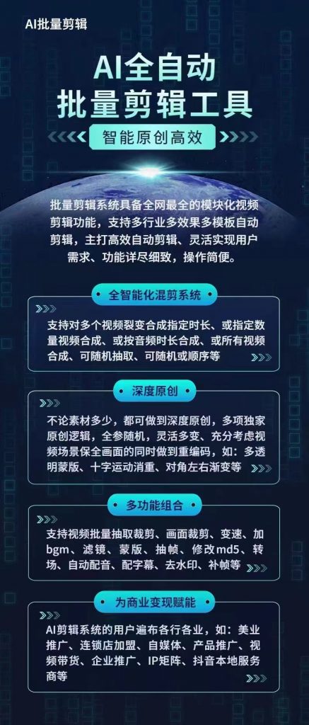 【高端精品】外面收费1688的AI全自动批量剪辑软件,一天剪辑3000条原创视频不是梦【剪辑软件+全套教程】