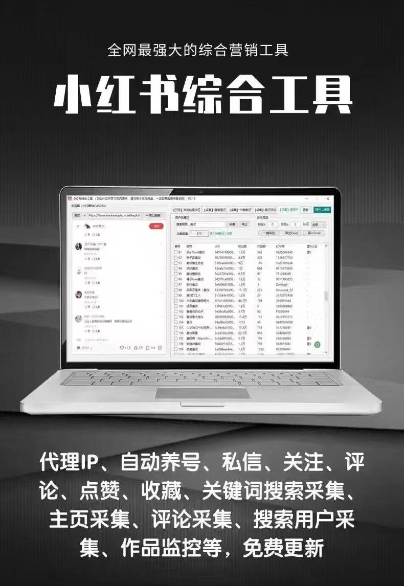 小红书综合引流工具(正版自动更新)-集采集|监控|关注|评论|点赞|截留养号为一体的小红书综合营销工具—测试