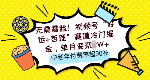 无需露脸，视频号“好运+哲理”赛道冷门掘金，单月变现2W+，中老年付费率超90%-潜行者