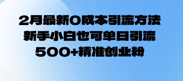 2月最新0成本引流方法，新手小白也可单日引流500+精准创业粉-潜行者