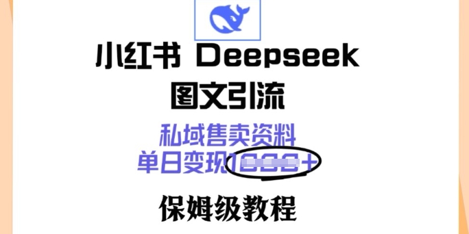 小红书Deepseek图文引流，私域售卖资料，单日变现多张，保姆级教程-潜行者