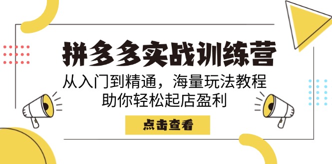 （14392期）拼多多实战训练营，从入门到精通，海量玩法教程，助你轻松起店盈利-潜行者