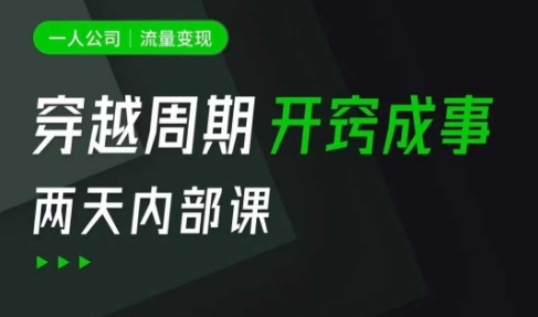 一人公司：流量变现课，一人公司的方法模型拆解， 拆解富人思维，流量思维，小老板思维等-潜行者