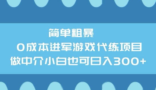 简单粗暴0成本进军游戏代练项目，做中介小白也可日入3张-潜行者
