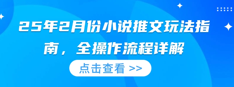 25年2月份小说推文玩法指南，全操作流程详解-潜行者