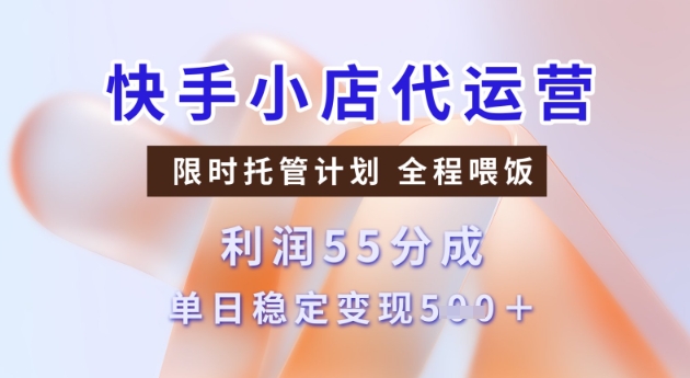 快手小店代运营3.0，模式新升级，收益55分，稳定单日5张【揭秘】-潜行者
