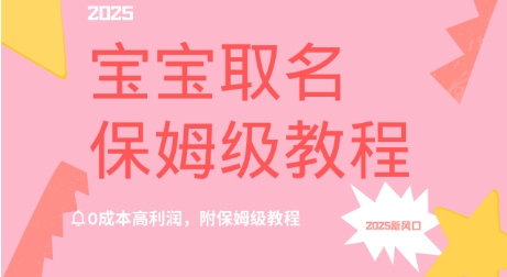 2025新风口项目宝宝取名，0成本高利润，附保姆级教程-潜行者