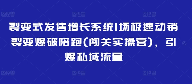 裂变式发售增长系统1场极速动销裂变爆破陪跑(闯关实操营)，引爆私域流量-潜行者