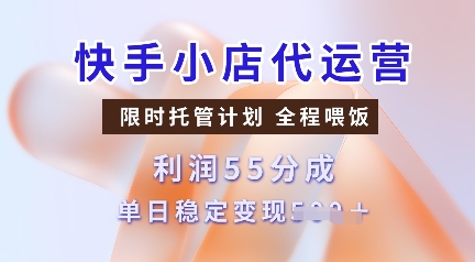 快手小店代运营，限时托管计划，收益55分，单日稳定变现多张【揭秘】-潜行者