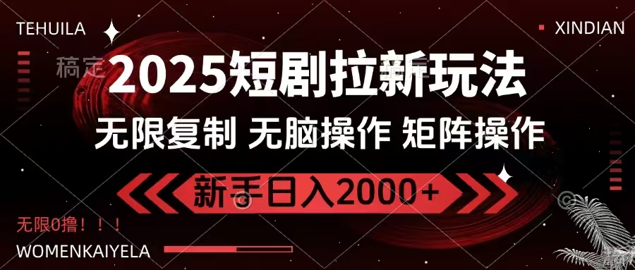 （14429期）2025短剧拉新玩法，无需注册登录，无限0撸，无脑批量操作日入2000+-潜行者