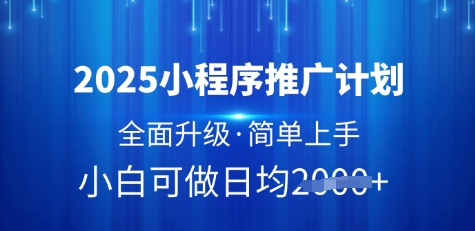 2025小程序推广计划，全面升级，简单上手，日均多张【揭秘】-潜行者