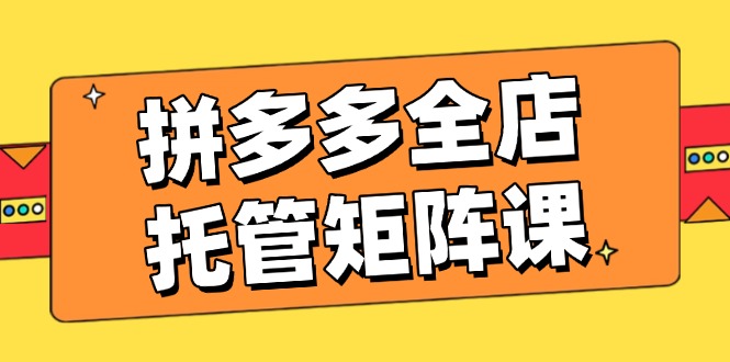 （14328期）拼多多全店托管矩阵课，盈利动销玩法，高效计划设置，提升店铺效益-潜行者