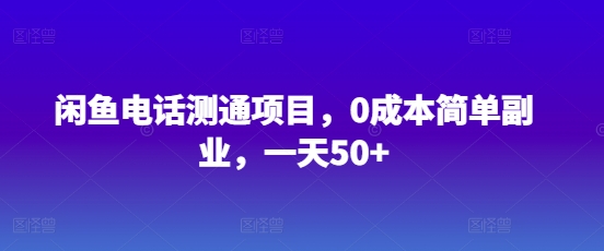 闲鱼电话测通项目，0成本简单副业，一天50+-潜行者