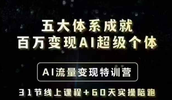 五大体系成就百万变现AI超级个体- AI流量变现特训营，一步一步教你一个人怎么年入百W-潜行者