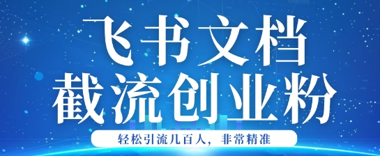 利用飞书文档截流创业粉轻松引流200+-潜行者
