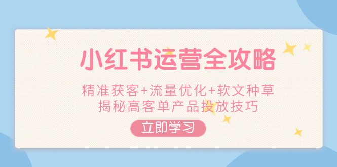 （14207期）小红书运营全攻略，精准获客+流量优化+软文种草，揭秘高客单产品投放技巧-潜行者