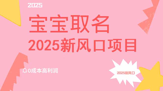 （14593期）2025新风口项目宝宝取名，0成本高利润，附保姆级教程，月入过万不是梦-潜行者
