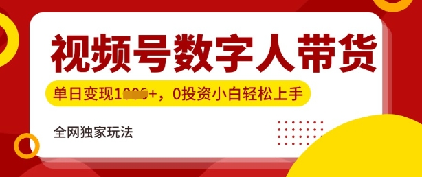 最新视频号数学人带货实操玩法，新手单日轻松多张，全程干货-潜行者