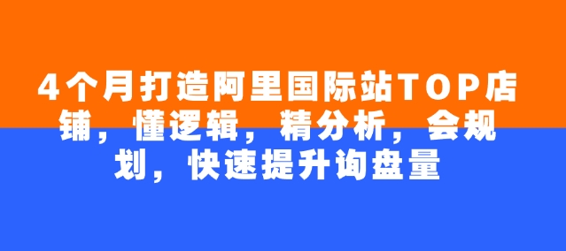 4个月打造阿里国际站TOP店铺，懂逻辑，精分析，会规划，快速提升询盘量-潜行者