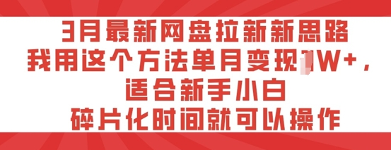3月最新网盘拉新新思路，我用这个方法单月变现过W+，适合新手小白，碎片化时间就可以操作-潜行者