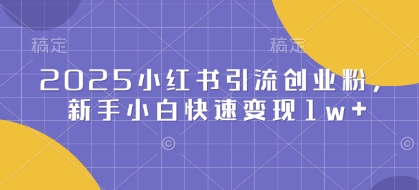 2025小红书引流创业粉，新手小白快速变现1w+-潜行者