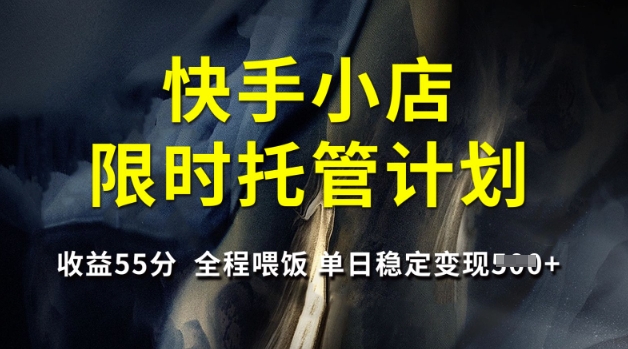 快手小店限时托管计划，收益55分，全程喂饭，单日稳定变现5张【揭秘】-潜行者