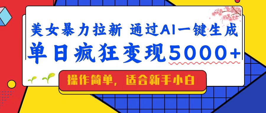 （14347期）美女暴力拉新，通过AI一键生成，单日疯狂变现5000+，纯小白一学就会！-潜行者