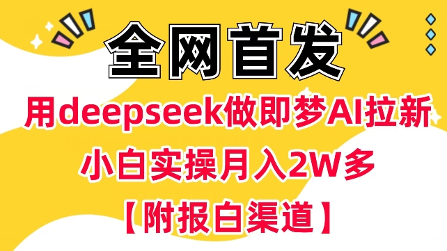 用deepseek做即梦Ai拉新 小白实操月入过W+【附报白渠道】-潜行者