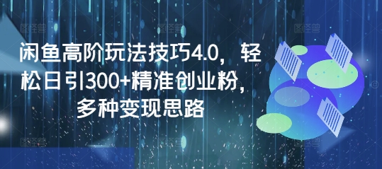 闲鱼高阶玩法技巧4.0，轻松日引300+精准创业粉，多种变现思路-潜行者