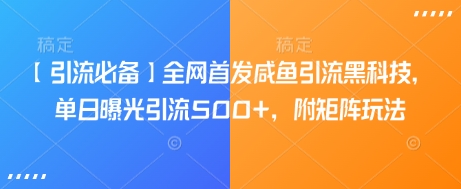 【引流必备】全网首发咸鱼引流黑科技，单日曝光引流500+，附矩阵玩法【揭秘】-潜行者