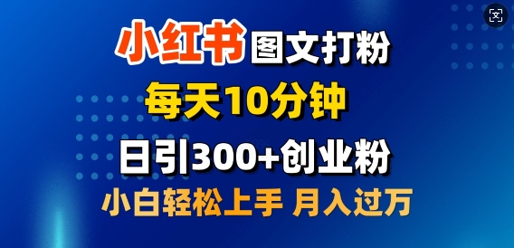 2月小红书图文打粉，每天10分钟，日引300+创业粉，小白轻松月入过W-潜行者