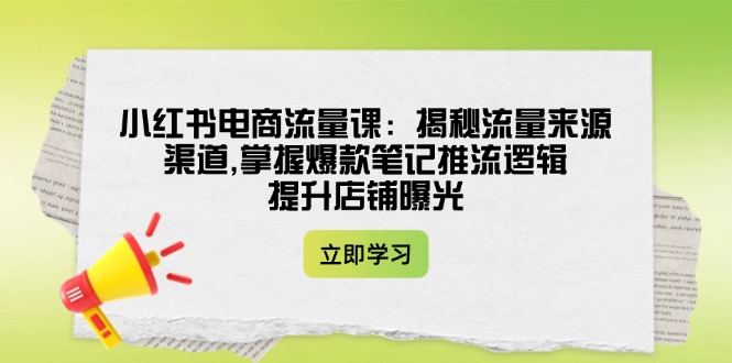 （14318期）小红书电商流量课：揭秘流量来源渠道,掌握爆款笔记推流逻辑,提升店铺曝光-潜行者