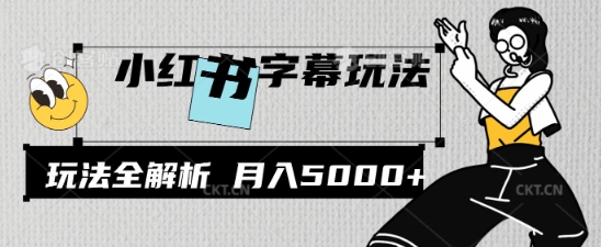 小红书字幕玩法，玩法全解析，月入2000+-潜行者