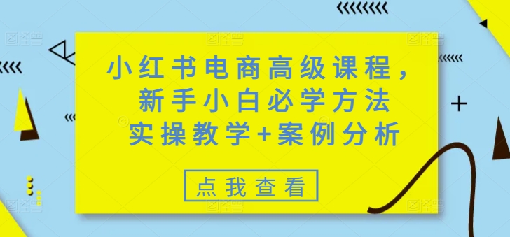 小红书电商高级课程，新手小白必学方法，实操教学+案例分析-潜行者