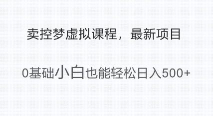 最新小众项目，利用人们猎奇的心理卖控梦虚拟课程，0基础小白也能轻松日入多张-潜行者