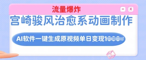 宫崎骏风治愈系动画制作，AI软件一键生成原创视频流量爆炸，单日变现多张，详细实操流程-潜行者