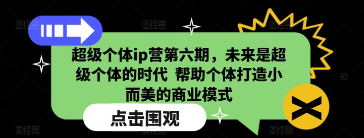 超级个体ip营第六期，未来是超级个体的时代  帮助个体打造小而美的商业模式-潜行者