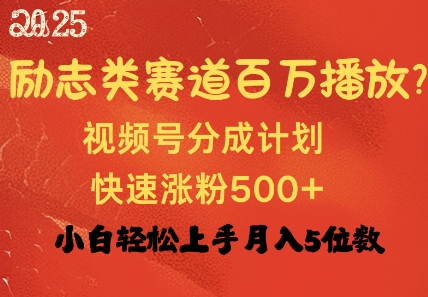 励志类赛道也能百万播放，快速涨粉500+视频号变现月入过W-潜行者