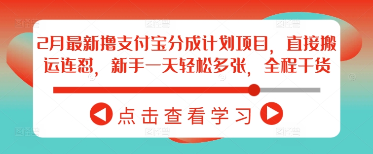 2月最新撸支付宝分成计划项目，直接搬运连怼，新手一天轻松多张，全程干货-潜行者